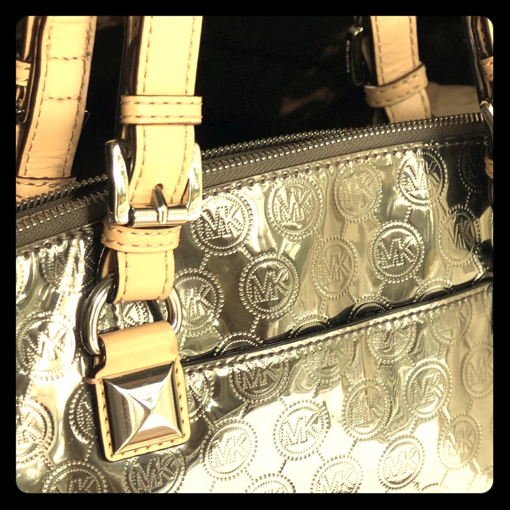 Silver Metallic MK Tote